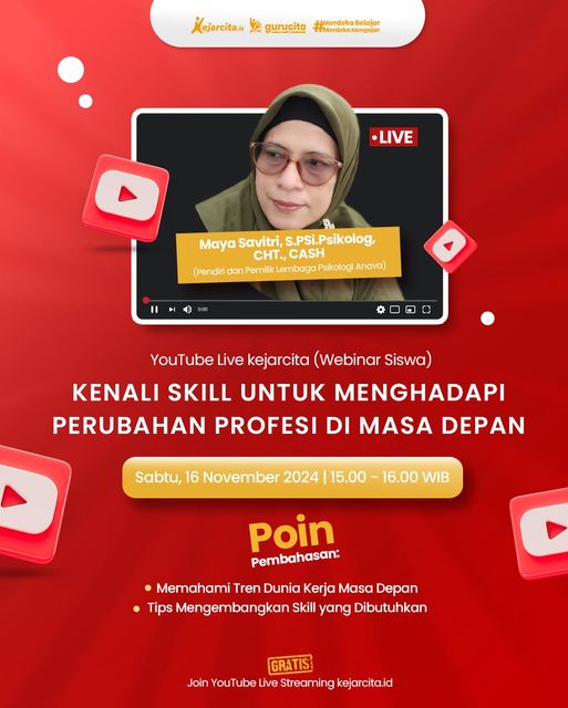 Webinar GRATIS untuk Siswa! - Kenali Skill untuk Menghadapi Perubahan Profesi di Masa Depan