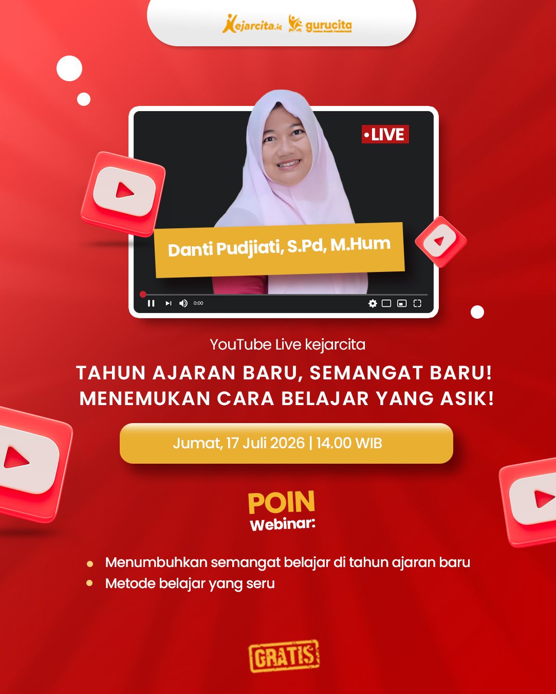 YT Live kejarcita: Tahun Ajaran Baru, Semangat Baru! Menemukan Cara Belajar yang Asik!