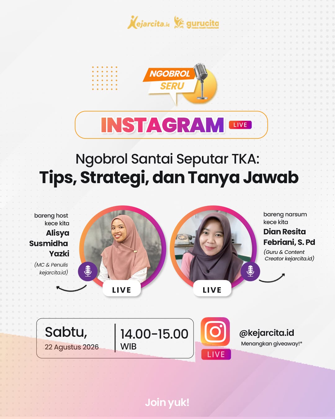 Instagram LIVE - Ngobrol Santai Seputar TKA: Tips, Strategi, dan Tanya Jawab